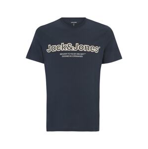 Jack & Jones Plus Tričko 'LAKEWOOD'  tmavomodrá / sivobéžová / biela