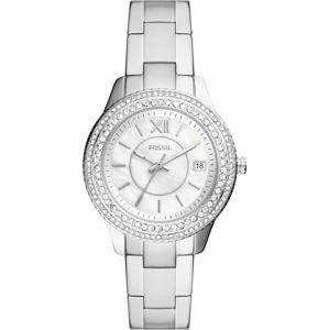 FOSSIL Analógové hodinky 'Stella'  strieborná / priehľadná / perlovo biela