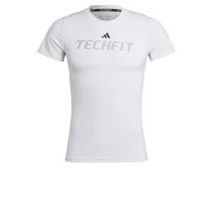 ADIDAS PERFORMANCE Funkčné tričko 'Techfit Graphic'  sivá / čierna / biela