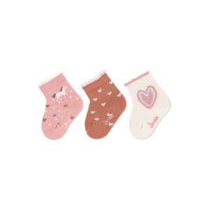 STERNTALER Ponožky  hnedá / ružová / biela