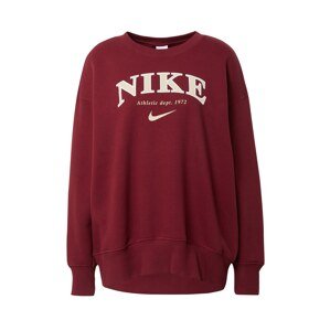 Nike Sportswear Mikina  béžová / vínovo červená / biela