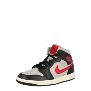 Jordan Členkové tenisky 'Air Jordan 1'  svetlosivá / červená / čierna