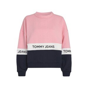 Tommy Jeans Mikina  námornícka modrá / ružová / čierna / biela