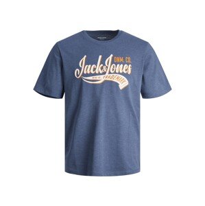 JACK & JONES Tričko  námornícka modrá / svetlooranžová / biela