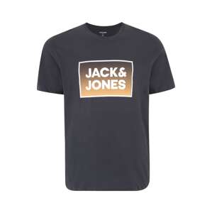 JACK & JONES Tričko 'STEEL'  svetlohnedá / čierna / biela