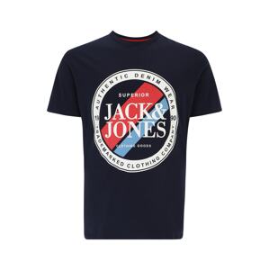 Jack & Jones Plus Tričko 'LOOF'  námornícka modrá / svetlomodrá / krvavo červená / prírodná biela