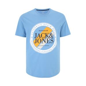 Jack & Jones Plus Tričko 'LOOF'  svetlomodrá / oranžová / čierna / biela