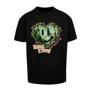 MT Upscale Tričko 'Sad Boy'  zelená / broskyňová / čierna