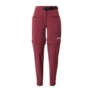 ADIDAS TERREX Športové nohavice 'Utilitas Zip-Off'  tmavočervená / biela
