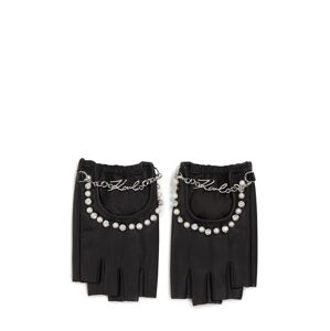 Karl Lagerfeld Rukavice bez prstov  čierna / strieborná / perlovo biela