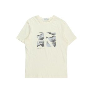 Calvin Klein Jeans Tričko 'SERENITY'  tmavosivá / čierna / prírodná biela