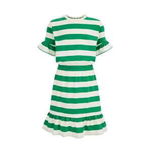 WE Fashion Šaty  trávovo zelená / biela