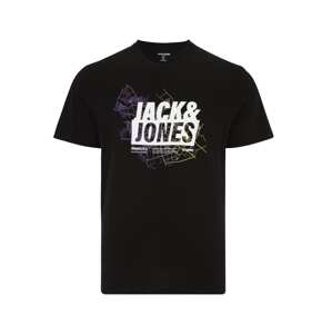 Jack & Jones Plus Tričko 'MAP'  citrónová / svetlofialová / čierna / biela