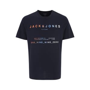 Jack & Jones Plus Tričko 'RIOT'  námornícka modrá / svetlomodrá / oranžová / biela