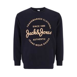 Jack & Jones Plus Mikina 'FOREST'  béžová / námornícka modrá