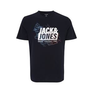 Jack & Jones Plus Tričko 'MAP'  modrá / námornícka modrá / oranžová / biela