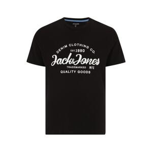 Jack & Jones Plus Tričko 'FOREST'  čierna / biela