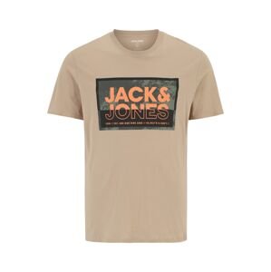 Jack & Jones Plus Tričko 'LOGAN'  tmavobéžová / zelená / oranžová / čierna