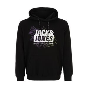 Jack & Jones Plus Mikina 'MAP'  svetložltá / fialová / čierna / šedobiela