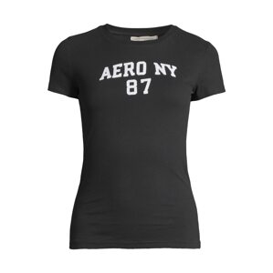 AÉROPOSTALE Tričko 'AUG AERO NY 87'  čierna / biela