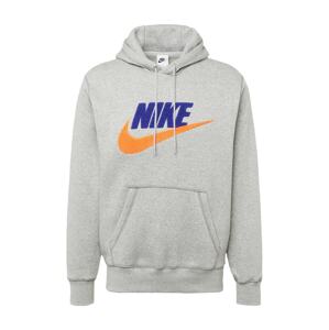 Nike Sportswear Mikina 'CLUB'  indigo / sivá melírovaná / oranžová