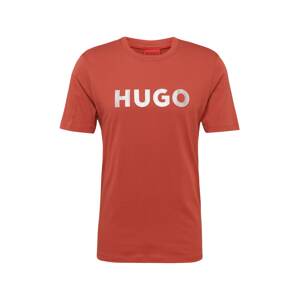 HUGO Red Tričko 'Dulivio'  hrdzavo červená / strieborná