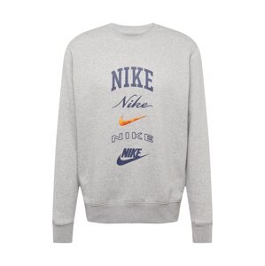 Nike Sportswear Športová mikina 'Club'  námornícka modrá / sivá melírovaná / oranžová