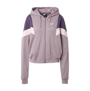Nike Sportswear Tepláková bunda 'Heritage'  pastelovo fialová / tmavofialová / pastelovo ružová / biela