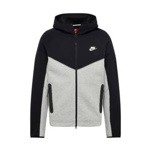 Nike Sportswear Športová mikina so zipsom 'Tech Fleece'  tmavosivá / čierna / biela