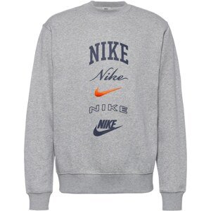 Nike Sportswear Športová mikina 'Club'  námornícka modrá / sivá melírovaná / oranžová