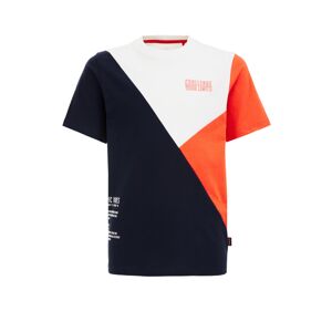 WE Fashion Tričko  námornícka modrá / oranžová / svetločervená / biela