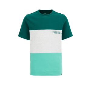 WE Fashion Tričko  sivá melírovaná / zelená / nefritová
