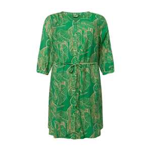ONLY Carmakoma Košeľové šaty 'BETSEY'  béžová / zelená