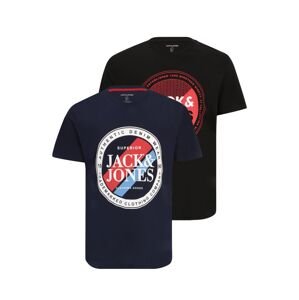 Jack & Jones Plus Tričko 'LOYD & LOOF'  námornícka modrá / svetločervená / čierna / biela