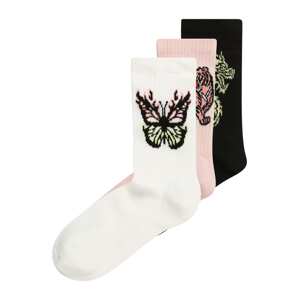 Lindex Ponožky  svetlozelená / ružová / čierna / biela