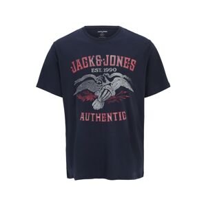 Jack & Jones Plus Tričko 'FONNE'  námornícka modrá / sivá / svetlosivá / melónová