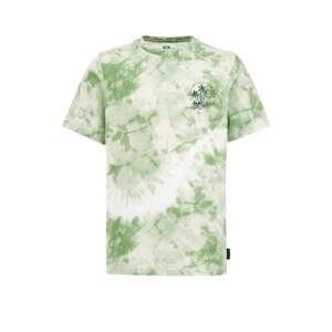 WE Fashion Tričko  zelená melírovaná / biela