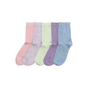 Lindex Ponožky  modrá / svetlozelená / tmavofialová / fialová melírovaná / ružová