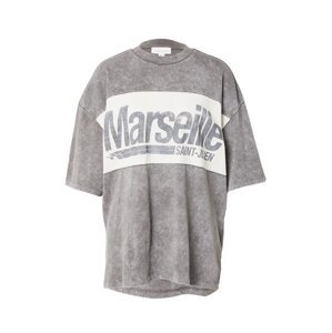 TOPSHOP Oversize tričko 'Marseille'  grafitová / kamenná / biela