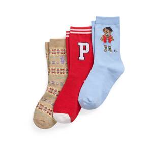 Polo Ralph Lauren Ponožky  tmavobéžová / svetlomodrá / červená / biela