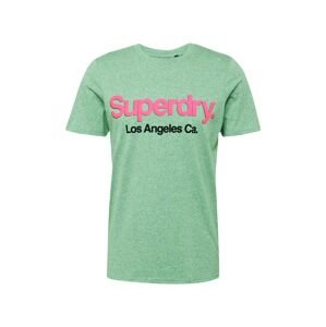 Superdry Tričko  zelená melírovaná / ružová / čierna