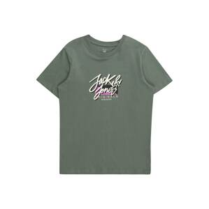 Jack & Jones Junior Tričko 'TAMPA'  tmavozelená / fialová / čierna / šedobiela