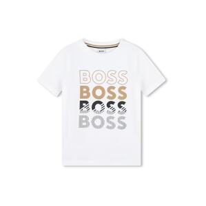BOSS Kidswear Tričko  tmavobéžová / čierna / biela