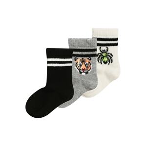 Lindex Ponožky  sivá melírovaná / svetlooranžová / čierna / prírodná biela