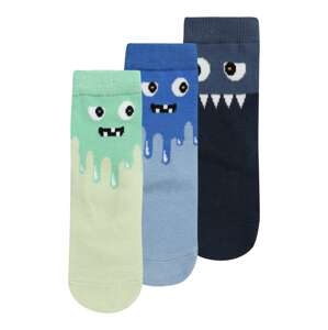 Lindex Ponožky 'Monster'  námornícka modrá / svetlomodrá / svetlozelená / biela
