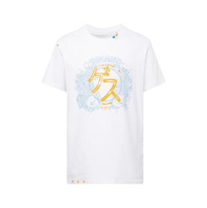 GUESS Tričko 'JAPANESE IDEOGRAM'  svetlomodrá / šafránová / biela
