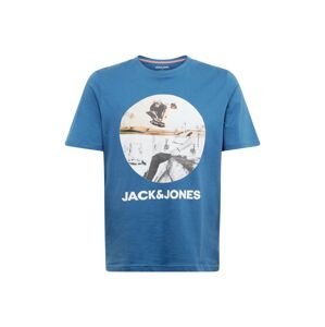 JACK & JONES Tričko 'NAVIN'  zafírová / sivá / zelená melírovaná / biela
