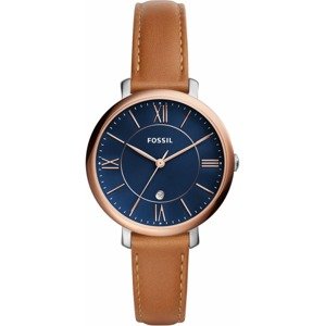 FOSSIL Analógové hodinky 'JACQUELINE, ES4274'  námornícka modrá / hnedá / ružové zlato / strieborná