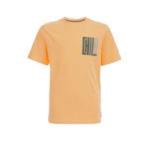 WE Fashion Tričko  sivá / tmavozelená / oranžová