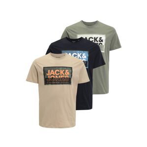 Jack & Jones Plus Tričko  svetlobéžová / námornícka modrá / zelená / oranžová